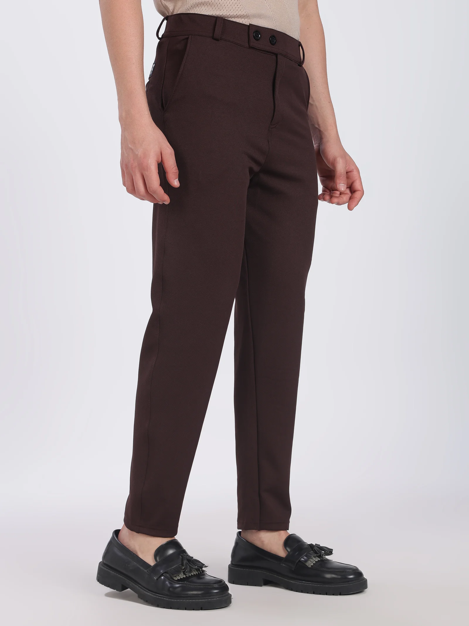 Lycra Formal Pant for Men (Chocolate Brown)